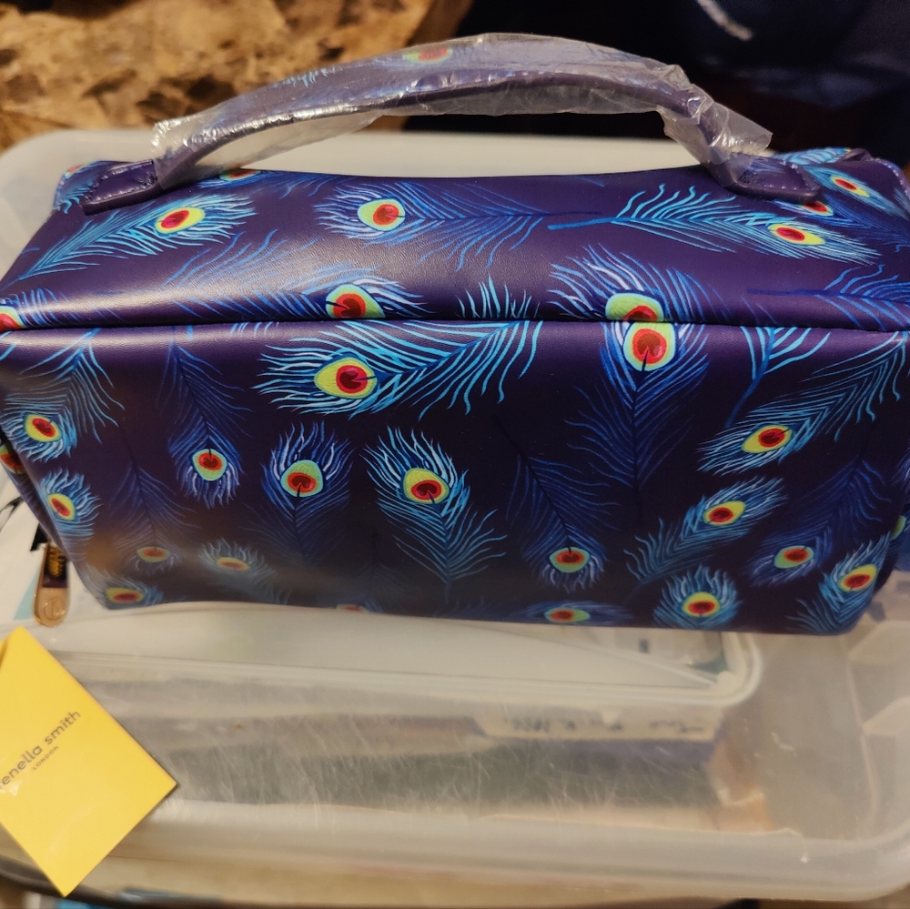 Peacock Feather Print Cosmetic Bag